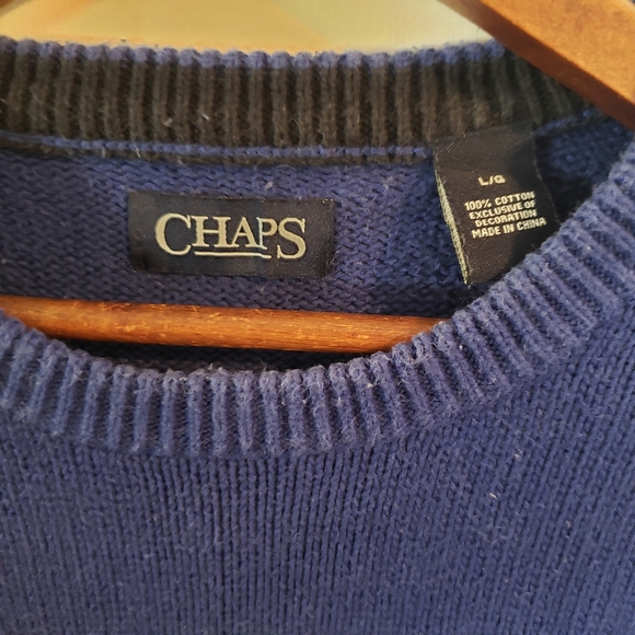 Chaps Men's Crewneck Cotton Sweater Blue Size Large - Picture 3 of 3